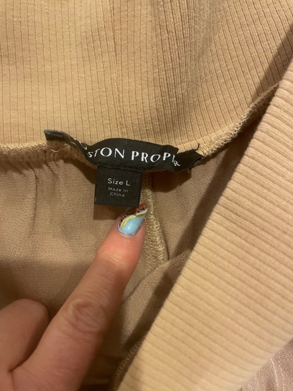 Boston Proper  Satin Cargo Joggers in Light Taupe - Picture 2 of 3